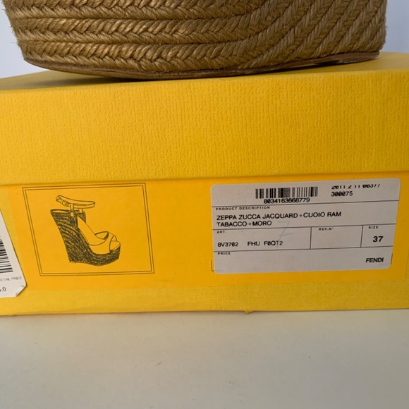 Authentic FENDI Zucca Monogram Espadrille Wedge Sandals EU 37 - Picture 7 of 9